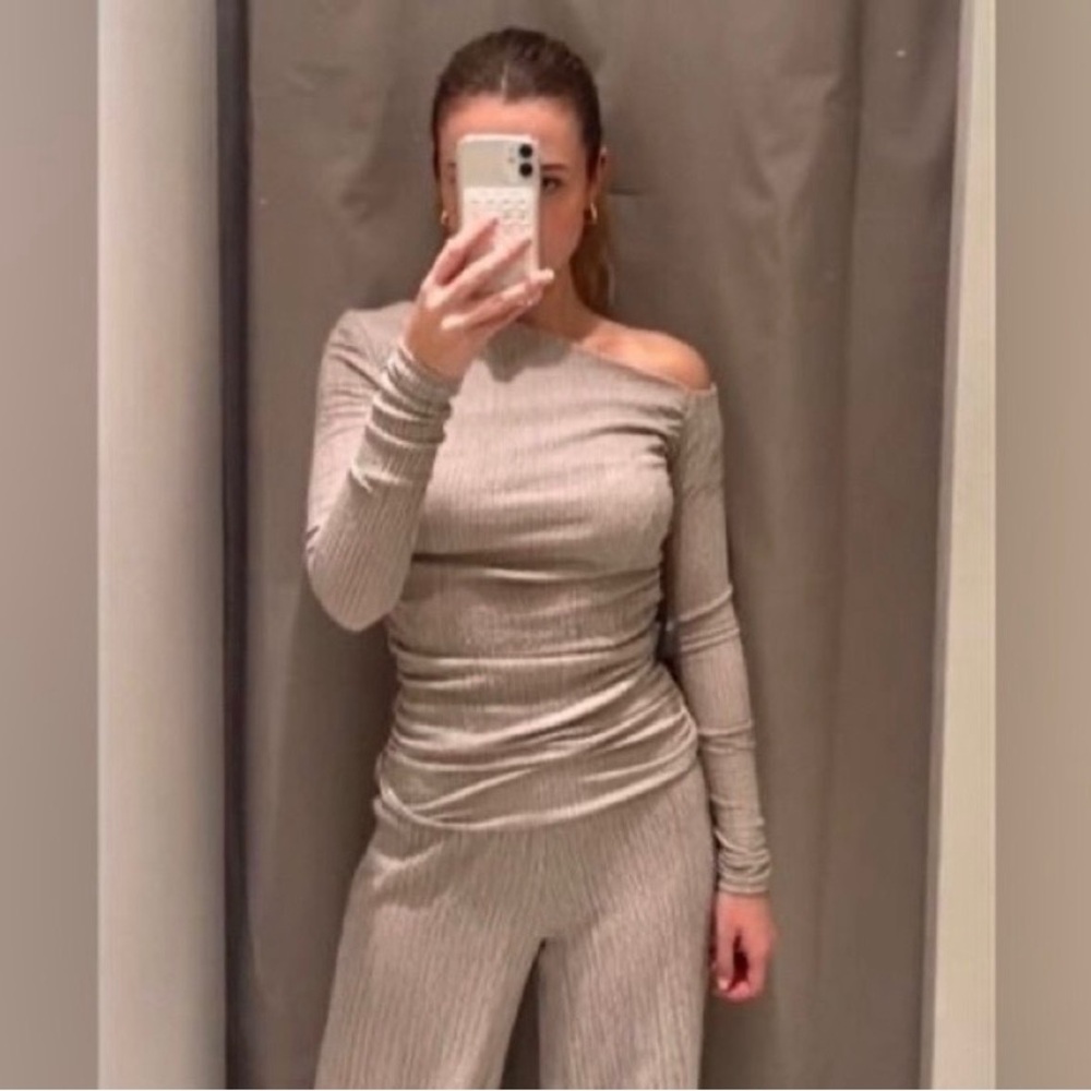 Zara Textured Asymmetrical Top